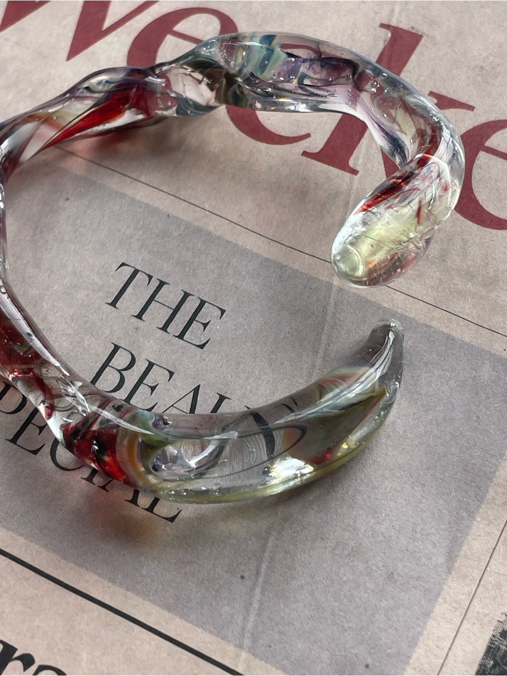 Handblown Unique Multicolor Glass Cuff from Costa Rica Bracelet Women’s Jewelry